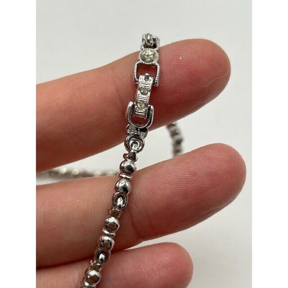 Vintage Silver Tone Bogoff Rhinestone Art Deco Style Drop Necklace - Picture 7 of 11